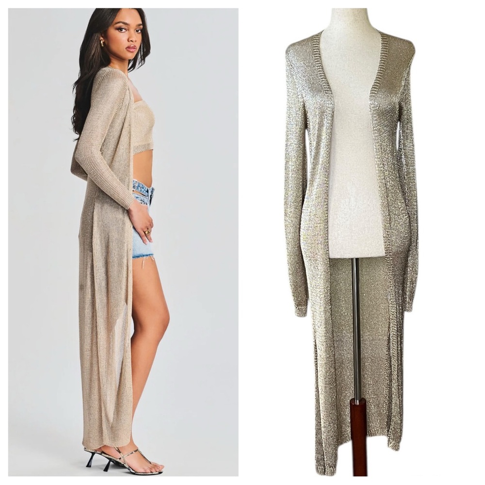 Fashion Nova Spark It Gold Cardigan